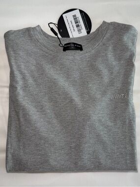 White Fox Boutique Heather Gray Short Sleeve Ribbed Tee